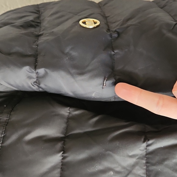 Michael Kors Long Black Winter Coat Large Hooded - Picture 10 of 16